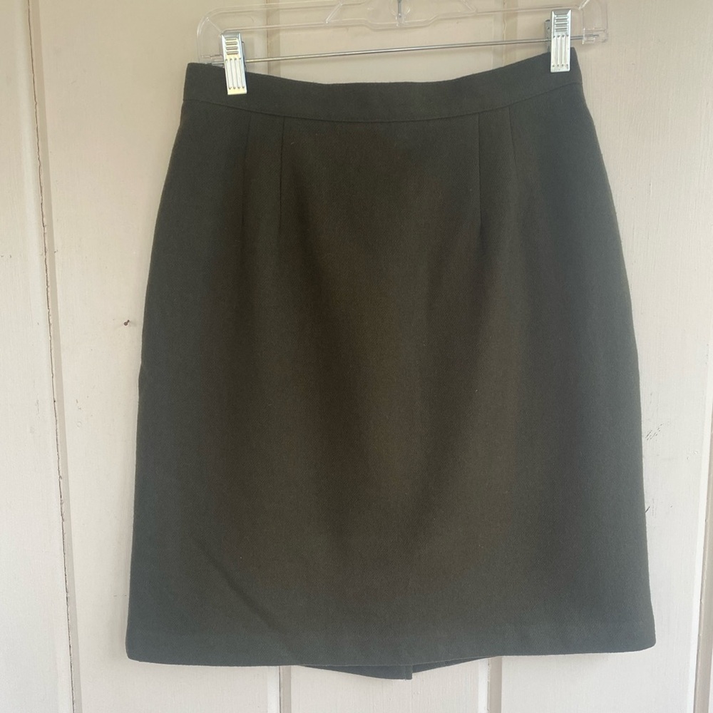 Vintage Forest Green Wool Pencil Skirt